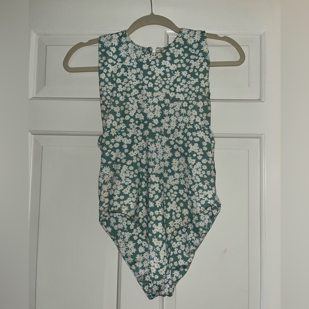 FREE PEOPLE xs mint green and yellow floral cheeky one piece swimsuit